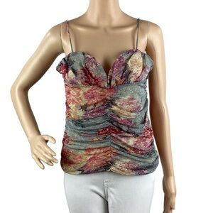 bishop + young Floral Sparkle Tank Top Size  Blue Multicolor